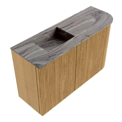 Mondiaz JOYA-DLUX 71.6cm meuble de toilette - arrondi droit couleur Chêne - Vasque FAYE position Gauche Sans trou de robinet couleur Sombra.