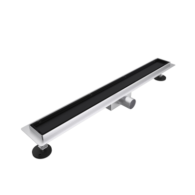 FugaFlow Eccelente Caniveau de douche à battant - 60cm - grille à carreaux - bride de sol - noir mat