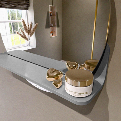 Mondiaz SPOT spiegel – Ø50 cm – met planchet – Plata (zilverblauw)