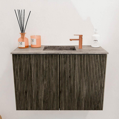 Mondiaz JOYA-DLUX Meuble de toilette 60cm - couleur Shadow - Lavabo FAYE position Milieu 1 trou de robinet couleur Oza