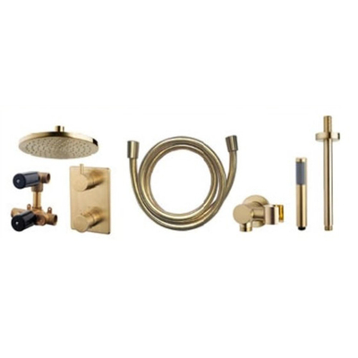 Wiesbaden Caral Set de douche à encastrer thermostatique type 401 20cm Laiton brossé