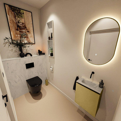 MONDIAZ TURE-DLUX Meuble de toilettes 40 cm Oro. EDEN lavabo Opalo position milieu. Sans trou de robinet.