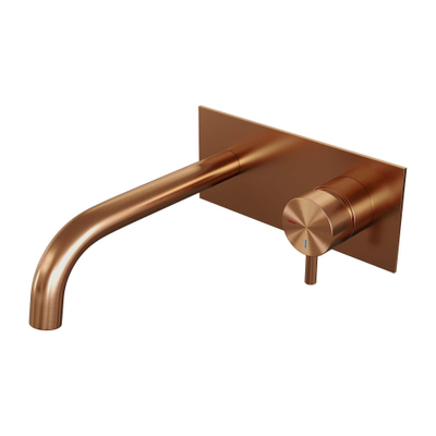 Brauer Copper Edition Wastafelmengkraan inbouw - gebogen uitloop links - hendel kort smal - afdekplaat - model B 1 - PVD - geborsteld koper