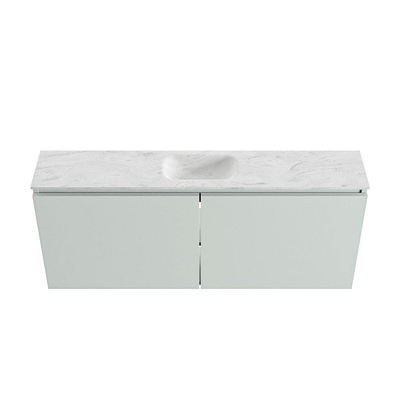 MONDIAZ TURE-DLUX Meuble de toilettes 120 cm Greey. EDEN vasque Opalo position milieu. Sans trou de robinet.