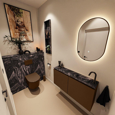 MONDIAZ TURE-DLUX 100cm toiletmeubel Rust. EDEN wastafel Lava positie rechts. Met 1 kraangat.