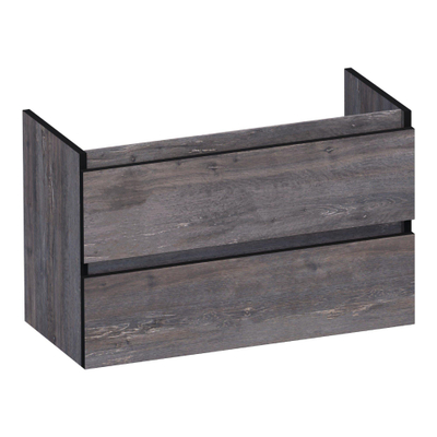 BRAUER Joy Edge wastafelonderkast ondiep 80 2 softclose lades - greeploos - 1 sifon uitsparing - Driftwood
