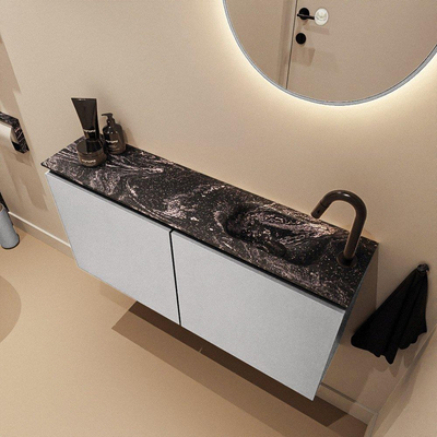 MONDIAZ TURE-DLUX Meuble de toilette 100 cm Plata. Lavabo EDEN Lava position droite. Avec 1 trou de robinet.