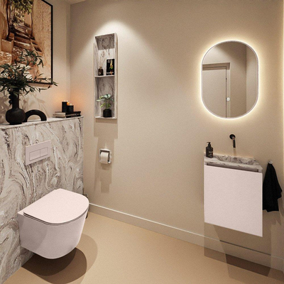 MONDIAZ TURE-DLUX 40cm toiletmeubel Rosee. EDEN wastafel Glace positie rechts. Zonder kraangat.