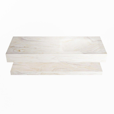 Mondiaz ALAN-DLUX Ensemble de meuble - 120cm - meuble Ostra mat - 0 tiroirs - Lavabo Cloud Ostra suspendu - vasque Droite - 1 trou de robinet