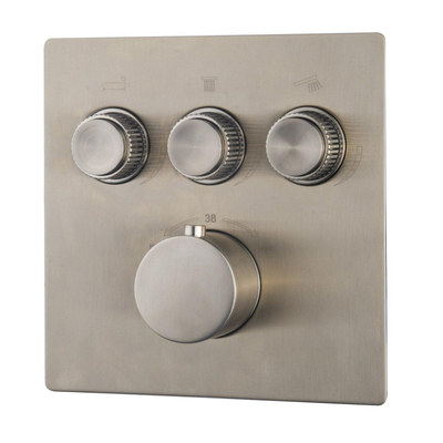 Wiesbaden Caral Klik Pro élément de finition thermostatique encastré 3 voies acier brossé PVD