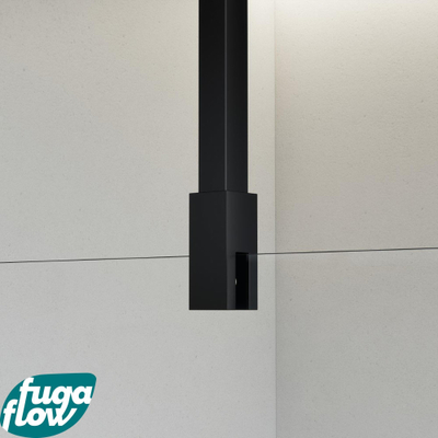 FugaFlow Eccelente Vetro douche à l'italienne salle de bain - 140x200cm - verre clair - bras plafond - noir mat