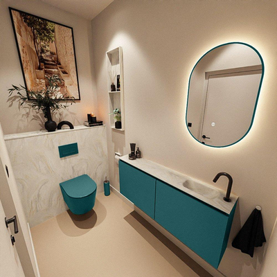MONDIAZ TURE-DLUX 120cm toiletmeubel Smag. EDEN wastafel Ostra positie rechts. Met 1 kraangat.