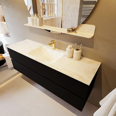 Mondiaz VICA-DLUX ensemble de meuble de salle de bain - 150cm - meuble sous-vasque urban - 2 tiroirs - lavabo encastré cloud milieu - 1 trou de robinet - version haute de 60cm - ostra