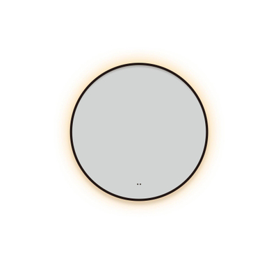FugaFlow Eccelente Arredo Miroir avec éclairage rond diamètre 80cm avec éclairage LED indirect avec chauffe miroir et interrupteur infrarouge noir mat