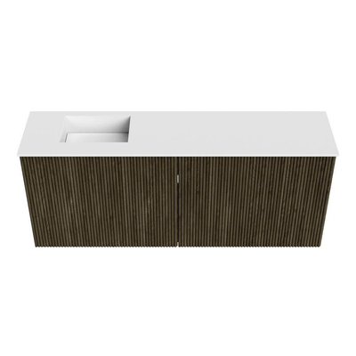 Mondiaz JOYA 100cm toiletmeubel - kleur Shadow - Wastafel FAYE positie Links Zonder kraangat kleur Talc.