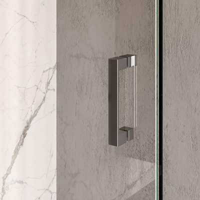 BRAUER Void Nisdeur - 2-delig - 190x200cm - 70cm draaideur aan muur - glascoating - omkeerbaar - helder glas - Chroom