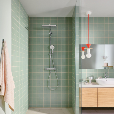 GROHE Vitalio Joy+ System 350x230 douchesysteem met thermostaatkraan - hoofddouche en handdouche - 35x23cm - chroom