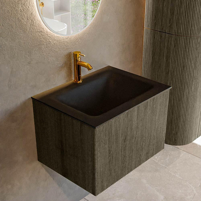 Mondiaz KURVE Ensemble meuble de salle de bains - 60x46x40cm - 1 tiroir - lavabo solid surface - central - 1 trou de robinet - Shadow
