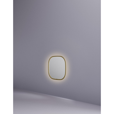 Hotbath &MORE Spiegel in aluminium frame / contour - 40x40cm - inclusief indirect LED - color changing - dimbaar - dottless - met afstandsbediening - PVD - geborsteld messing goud