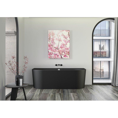 Plieger Kansas Baignoire semi-autoportante - 180x80x60cm - avec arrivée d'eau - avec garniture de vidage et de trop-plein - avec pieds - acrylique - noir mat