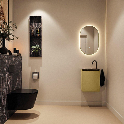 MONDIAZ TURE-DLUX Meuble toilette - 40cm - Oro - EDEN - vasque Lava - position gauche - 1 trou de robinet