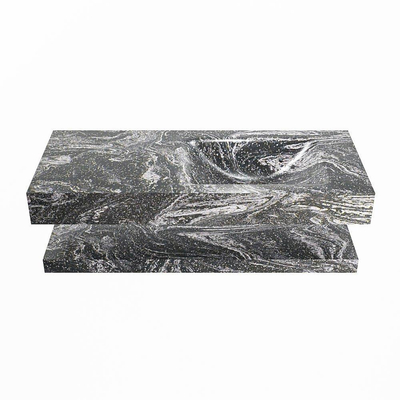 MONDIAZ ALAN - DLUX Badkamermeubelset - 110cm - planchet met vrijhangende wastafel - wasbak rechts - 0 kraangaten - Lava