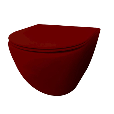 Best Design morrano-49-zonder-spoelrand wandcloset blinde bevestiging incl. zitting mat-donkerrood donkerrood mat