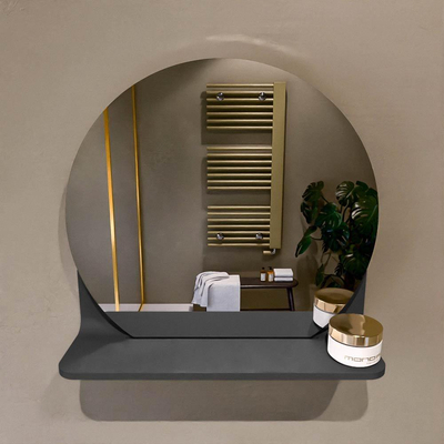 Miroir de salle de bain Mondiaz SPOT - rond 40cm - plan de miroir - couleur Gris Foncé