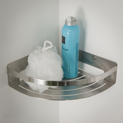 Tiger Caddy Panier de douche d'angle grand Inox brossé 22.4x7x22.4cm