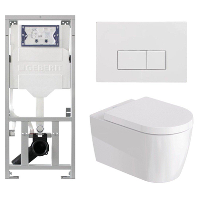 Duravit Me by starck Toiletset - inbouwreservoir met UP320 spoelmachine - softclose zitting - wit glans bedieningsplaat - rechthoekige knoppen - wit glans
