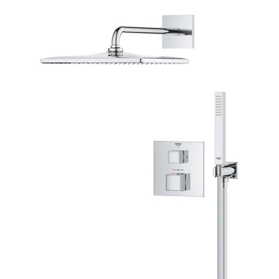 GROHE QuickFix Precision SmartControl doucheset met 2 uitgangen hoofddouche Vitalio Rain Mono 310 kubus handdouche Vitalio Joy Cube Stick 1 straal slang 1.5 m chroom