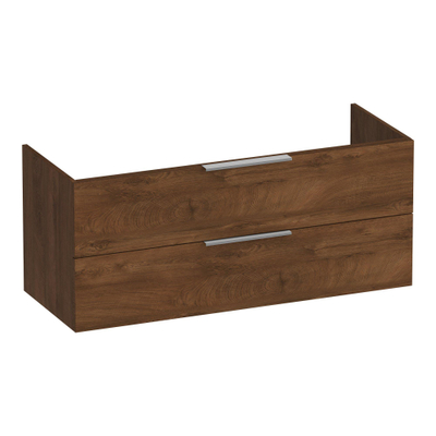 BRAUER Elevate meuble sous-lavabo 120 sans poignées de recouvrement 2 tiroirs softclose et 2 découpes pour siphon - Forest Cacao