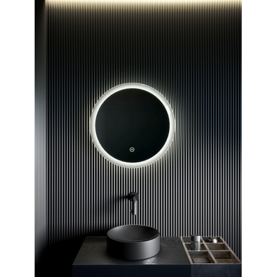 Clou Look at Me spiegel – Ø40 cm – indirecte LED rondom – Satijn (Grijs)