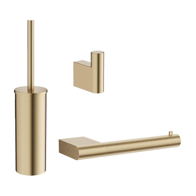 Crosswater MPRO Toiletset - toiletborstelhouder - handdoekhaak - wcrolhouder - geborsteld messing (goud)