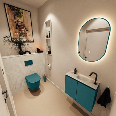 MONDIAZ TURE-DLUX Meuble toilette - 60cm - Smag - EDEN - vasque Ostra - position droite - 1 trou de robinet
