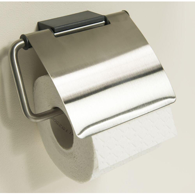 Tiger Cliqit Porte-papier toilette avec couvercle inox gris foncé