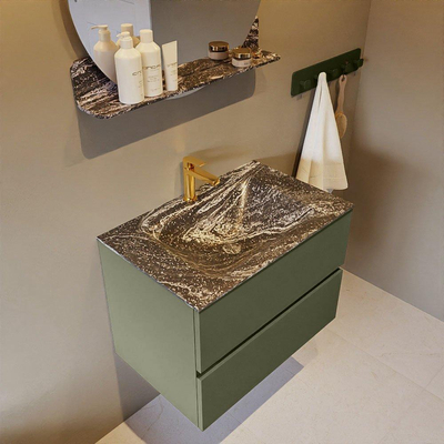 Mondiaz VICA-DLUX Ensemble de meuble de salle de bain - 70cm - meuble sous-vasque armée - 2 tiroirs - lavabo encastré nuage milieu - 1 trou de robinet - version haute de 60cm - lave