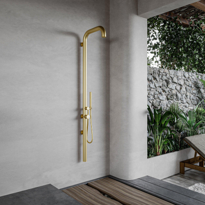 FugaFlow Eccelente Acces Original Buitendouche - RVS 316 - handdouche - wandmodel - Geborsteld Messing PVD (Goud)