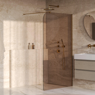 BRAUER Orion Paroi de douche à l'italienne - 120x200cm - verre bronze - revêtement en verre - PVD - Or brossé