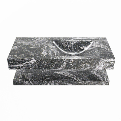 MONDIAZ ALAN - DLUX Badkamermeubelset - 100cm - planchet - Lava - vrijhangende wastafel - wasbak rechts - 0 kraangaten - Lava