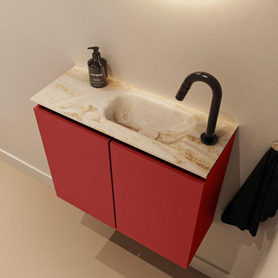 MONDIAZ TURE-DLUX 60cm toiletmeubel Fire. EDEN wastafel Frappe positie rechts. Met 1 kraangat.