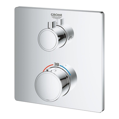 GROHE Grohtherm partie apparente pour mitigeur de baignoire encastré thermostatique avec inverseur douche et bec de baignoire rectangulaire chrome