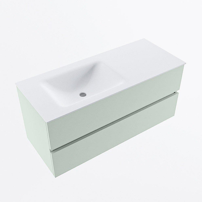 Mondiaz VICA Ensemble de meuble de salle de bain - 110cm - meuble sous vasque greey - 2 tiroirs - lavabo cloud gauche - 1 trou de robinet - version haute de 60cm - talc