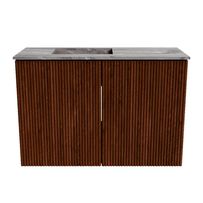 Mondiaz JOYA-DLUX 60cm toiletmeubel - kleur Ruby - Wastafel FAYE positie Links Zonder kraangat kleur Sombra.