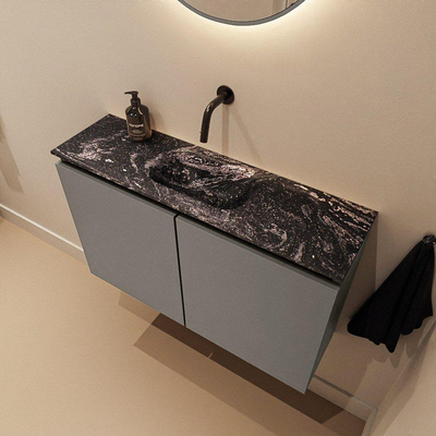 MONDIAZ TURE-DLUX 80cm toiletmeubel Smoke. EDEN wastafel Lava positie midden. Zonder kraangat.