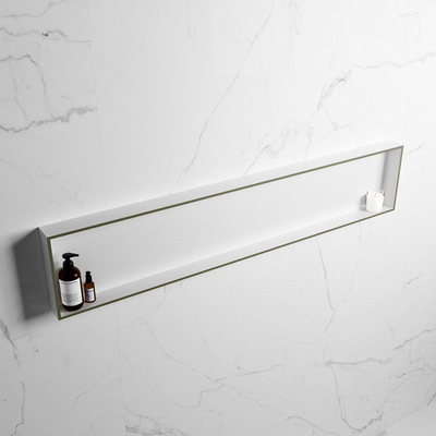 Mondiaz Easy nis 29.5x149.5x8cm voor Inbouw/opbouw 1 open vak Solid surface Talc/Army
