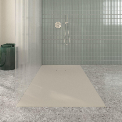 Villeroy & Boch Ecora douchebak - 160x90x4.5cm - afvoer korte zijde - almond (beige)