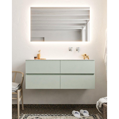 Mondiaz VICA ensemble de meuble de salle de bain - 120cm - meuble sous-vasque greey - 4 tiroirs - lavabo moon droite - sans trou de robinet XL version 60cm haut