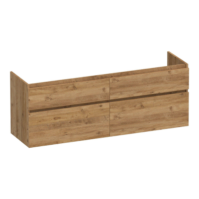 BRAUER Delight meuble sous lavabo - 160x46x60cm - 4 tiroirs à fermeture douce - sans poignées - 2 découpes pour siphon - Chateau