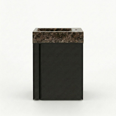 FugaFlow Eccelente Arredo Ensemble meuble WC - 40x65cm - 1 porte - 1 trou de robinet - droit - vasque dark emporador - noir mat